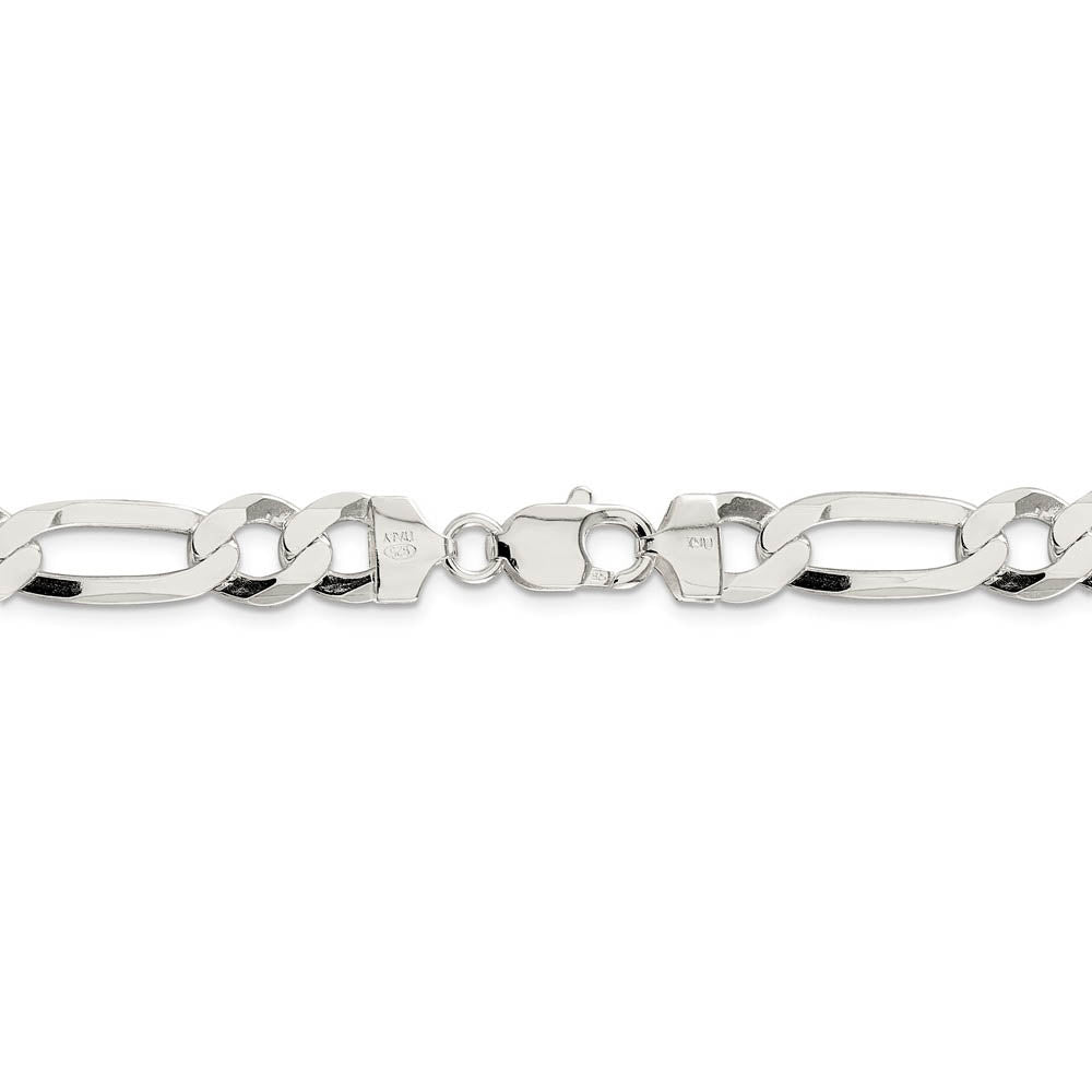 Alternate view of the Men's 9.5mm Sterling Silver Flat Figaro Chain Necklace by The Black Bow Jewelry Co.