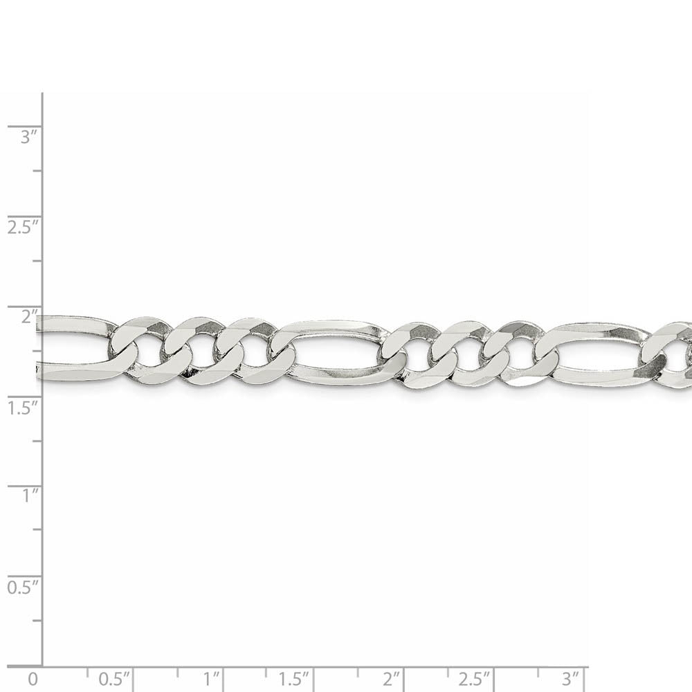 Alternate view of the Men's 9.5mm Sterling Silver Flat Figaro Chain Necklace by The Black Bow Jewelry Co.