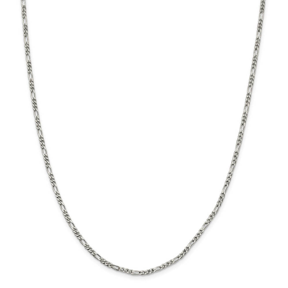 Alternate view of the 2.5mm Sterling Silver Solid Figaro Chain Necklace by The Black Bow Jewelry Co.