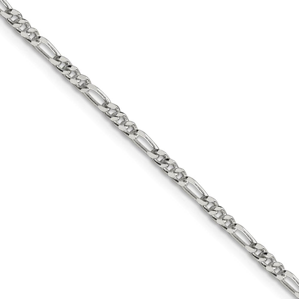 2.5mm Sterling Silver Solid Figaro Chain Necklace