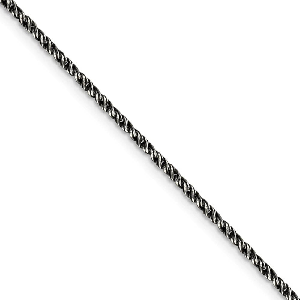 1.7mm Sterling Silver Black Plated Solid Twisted Wheat Chain Necklace, Item C9649 by The Black Bow Jewelry Co.