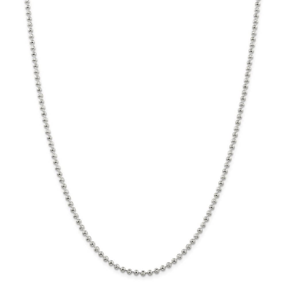 Alternate view of the 3mm Sterling Silver Fancy Bead Chain Necklace by The Black Bow Jewelry Co.
