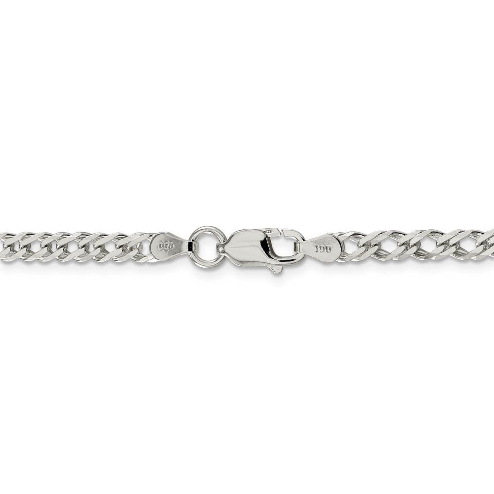 Alternate view of the 4.25mm Sterling Silver Diamond Cut Rambo Flat Curb Chain Bracelet by The Black Bow Jewelry Co.