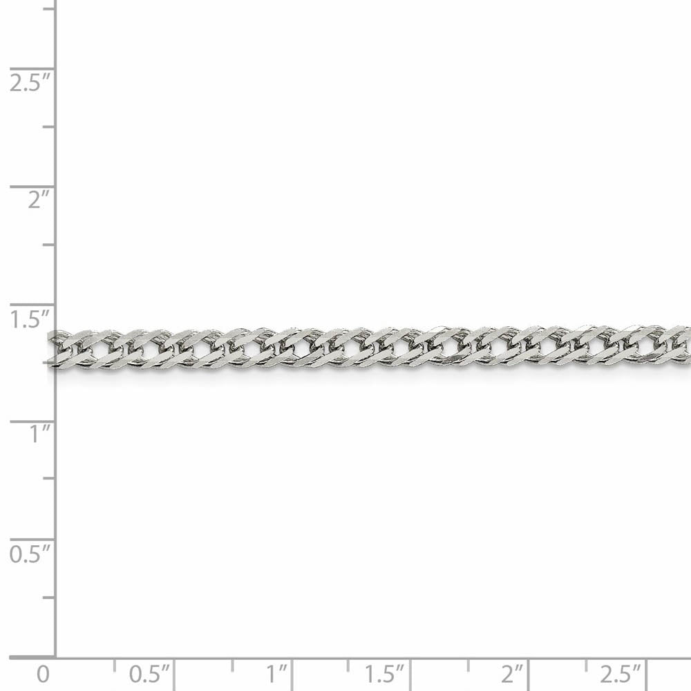 Alternate view of the 4.25mm Sterling Silver Diamond Cut Rambo Flat Curb Chain Bracelet by The Black Bow Jewelry Co.