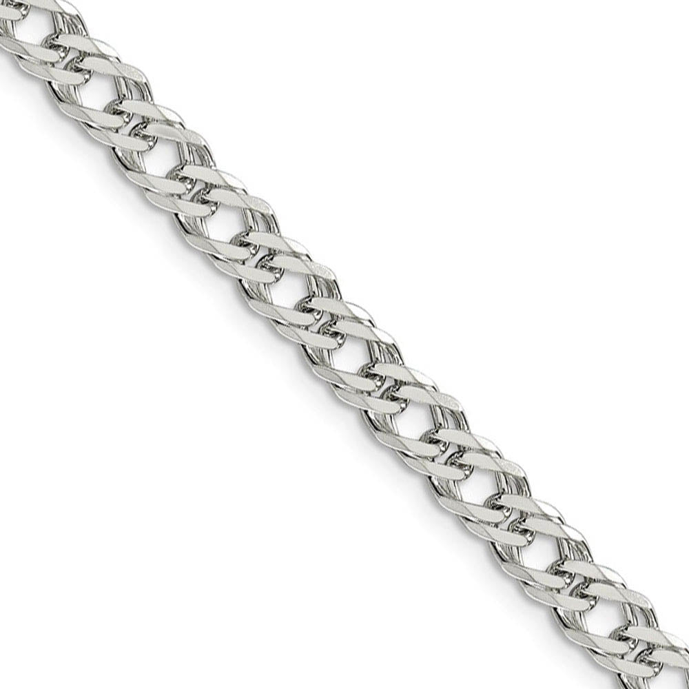 5.25mm Sterling Silver Diamond Cut Rambo Flat Curb Chain Bracelet, Item C9654-B by The Black Bow Jewelry Co.