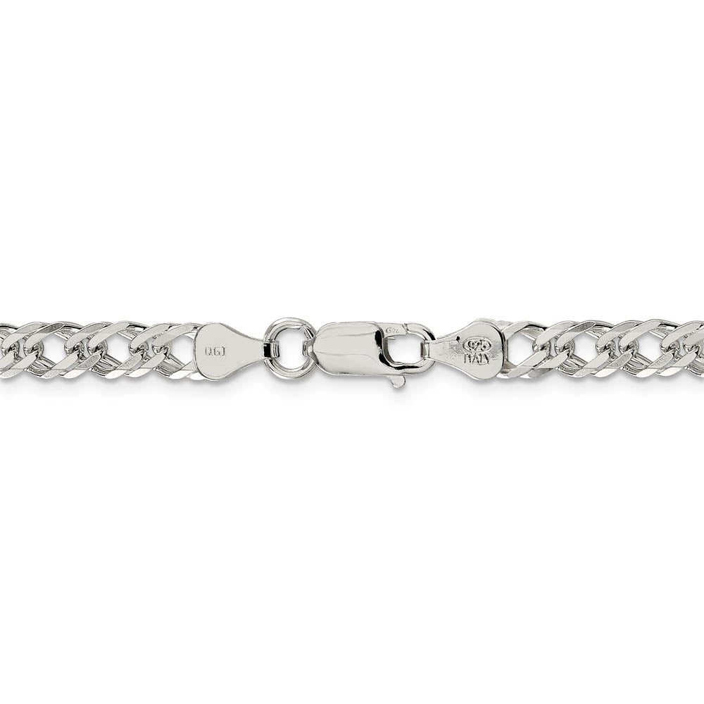 Alternate view of the 5.25mm Sterling Silver Diamond Cut Rambo Flat Curb Chain Bracelet by The Black Bow Jewelry Co.