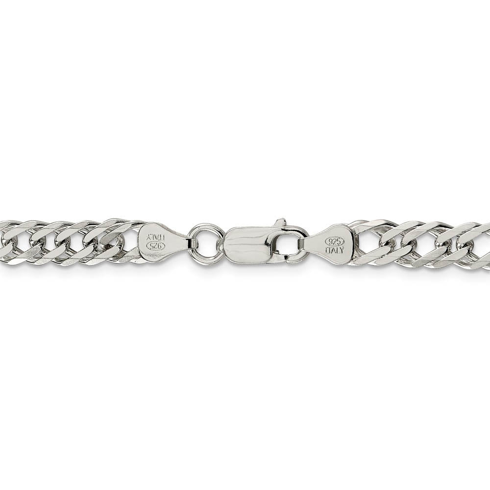 Alternate view of the 6.25mm Sterling Silver Diamond Cut Rambo Flat Curb Chain Necklace by The Black Bow Jewelry Co.