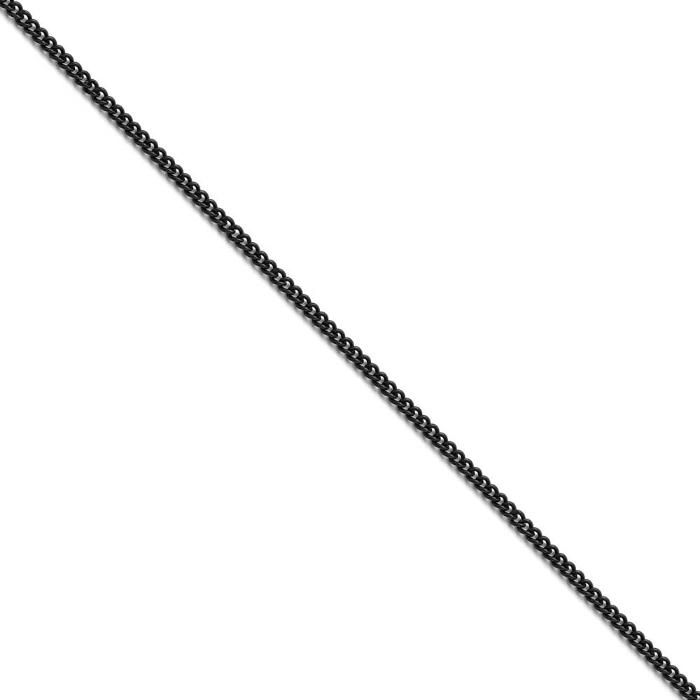 2.25mm Black Plated Stainless Steel Round Curb Chain Necklace, Item C9661 by The Black Bow Jewelry Co.