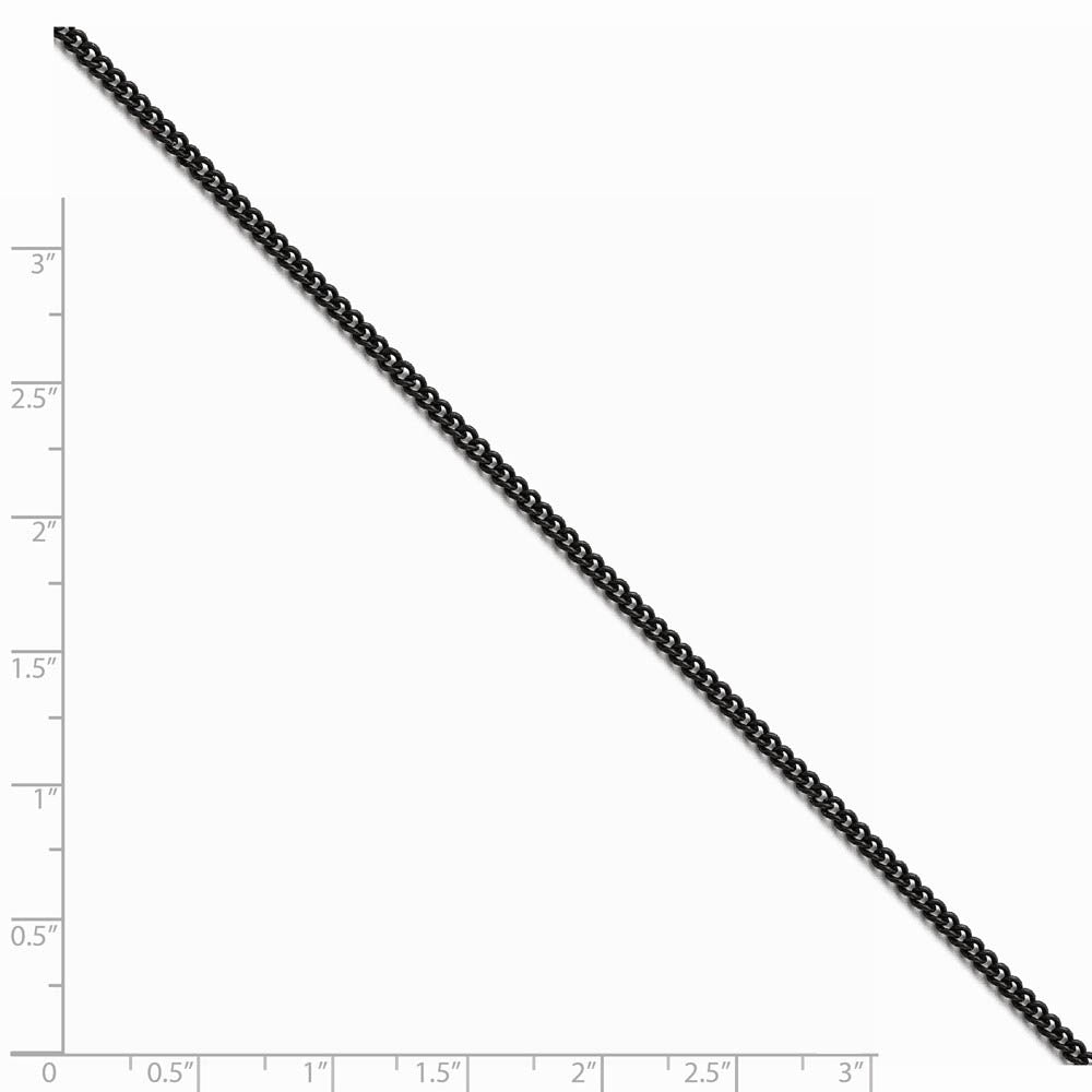 Alternate view of the 2.25mm Black Plated Stainless Steel Round Curb Chain Necklace by The Black Bow Jewelry Co.