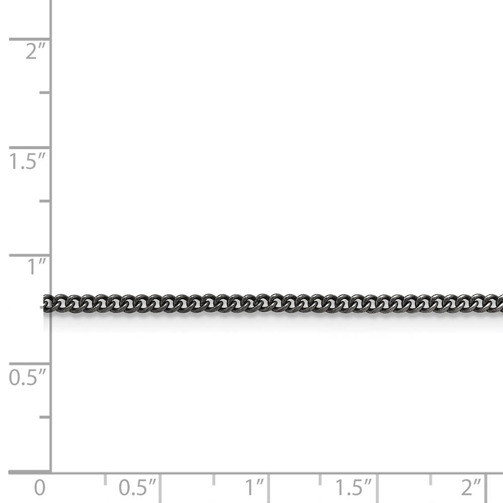 Alternate view of the 2mm Stainless Steel Antiqued Round Curb Chain Necklace by The Black Bow Jewelry Co.