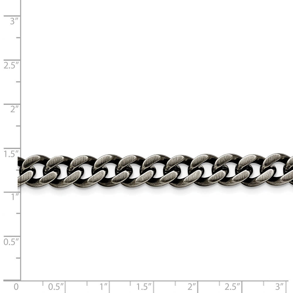 Alternate view of the Men's 9.25mm Stainless Steel Antiqued Curb Chain Necklace by The Black Bow Jewelry Co.