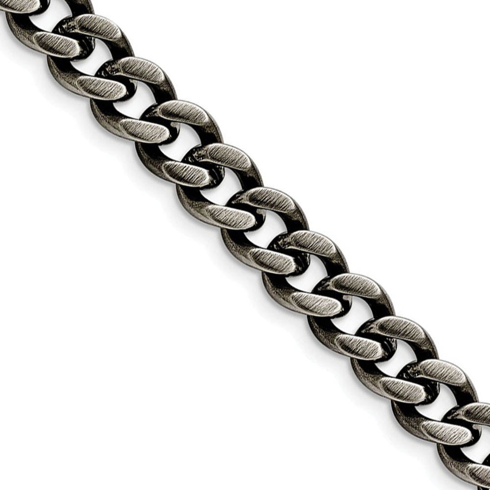 Men's 9.25mm Stainless Steel Antiqued Curb Chain Necklace