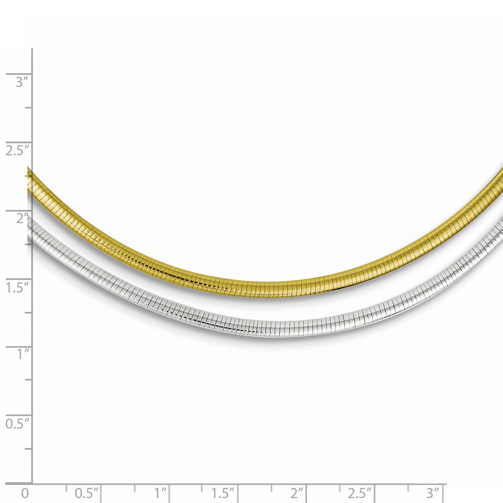 Alternate view of the 3mm Sterling Silver & Gold Tone Plated Reversible Cubetto Necklace by The Black Bow Jewelry Co.