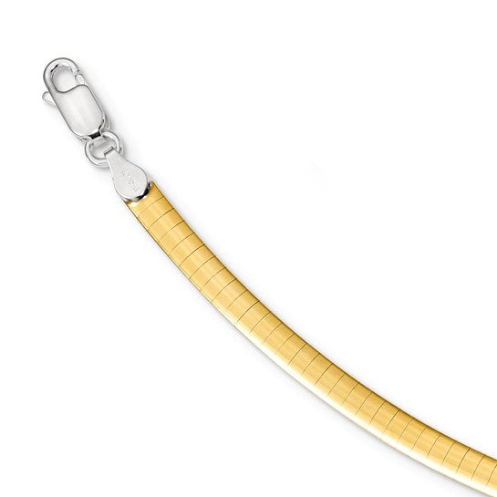 4mm Sterling Silver &amp; 14k Gold Plated Omega Chain Necklace, Adjustable
