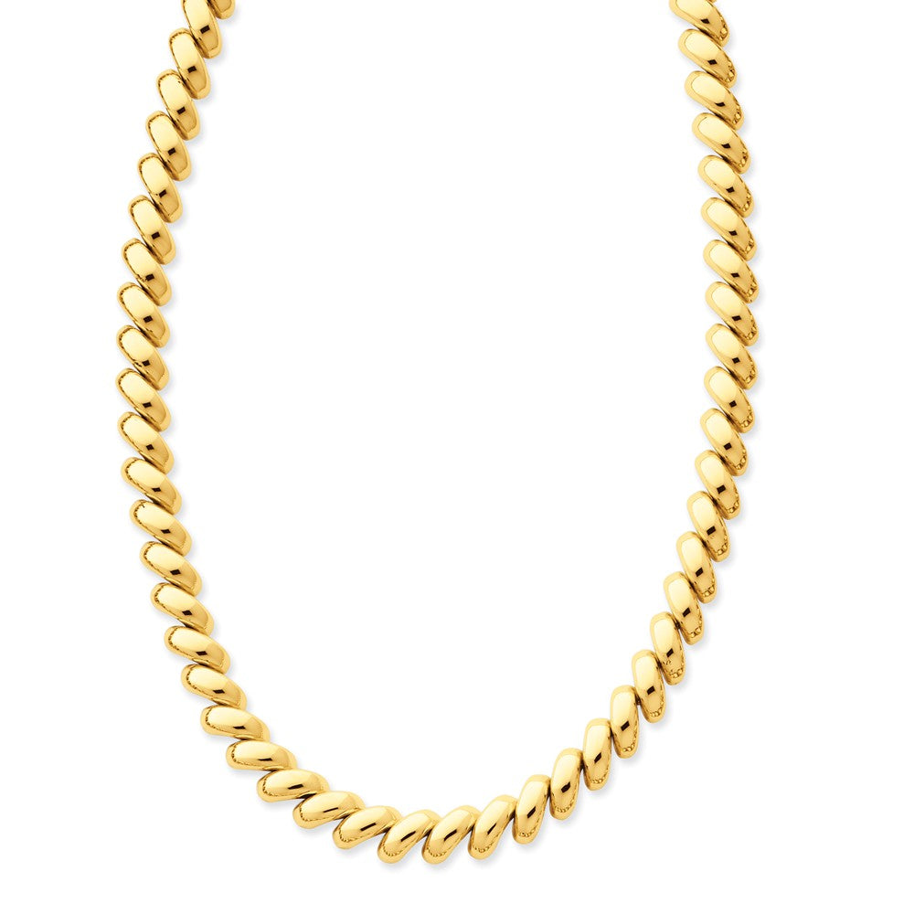 8mm 14k Yellow Gold Hollow San Marco Chain Necklace 17 Inch, Item C9714 by The Black Bow Jewelry Co.