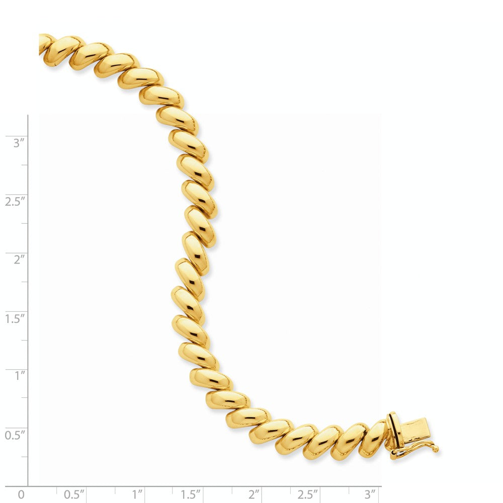 Alternate view of the 8mm 14k Yellow Gold Hollow San Marco Chain Necklace 17 Inch by The Black Bow Jewelry Co.