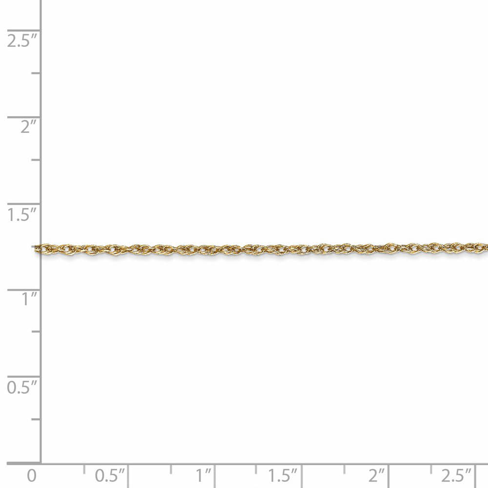 Alternate view of the 1.3mm 18k Yellow Gold Baby Rope Chain Necklace by The Black Bow Jewelry Co.