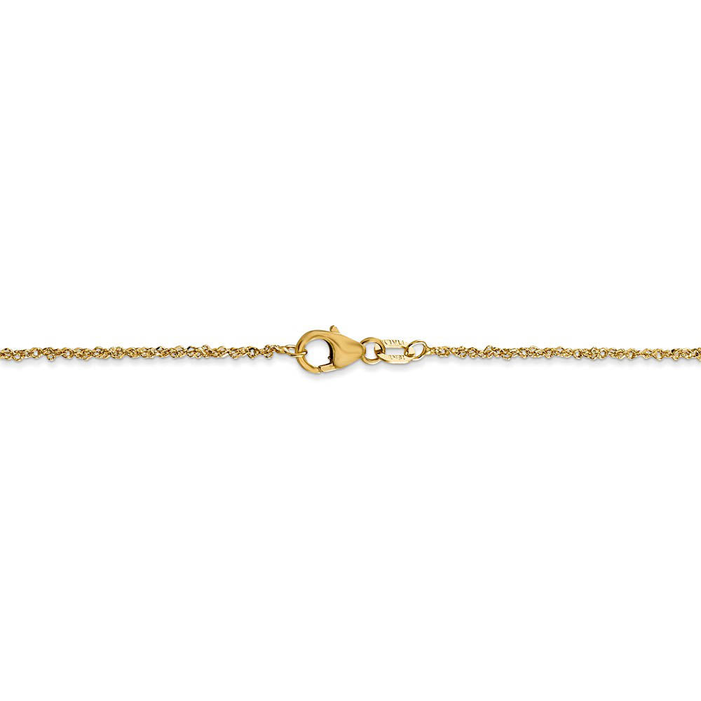 Alternate view of the 1.1mm 18k Yellow Gold Singapore Chain Necklace by The Black Bow Jewelry Co.
