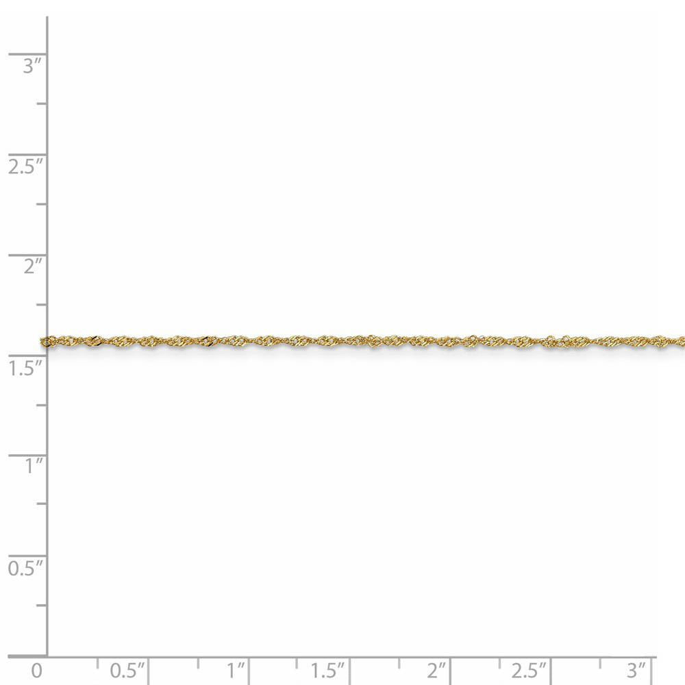 Alternate view of the 1.1mm 18k Yellow Gold Singapore Chain Necklace by The Black Bow Jewelry Co.