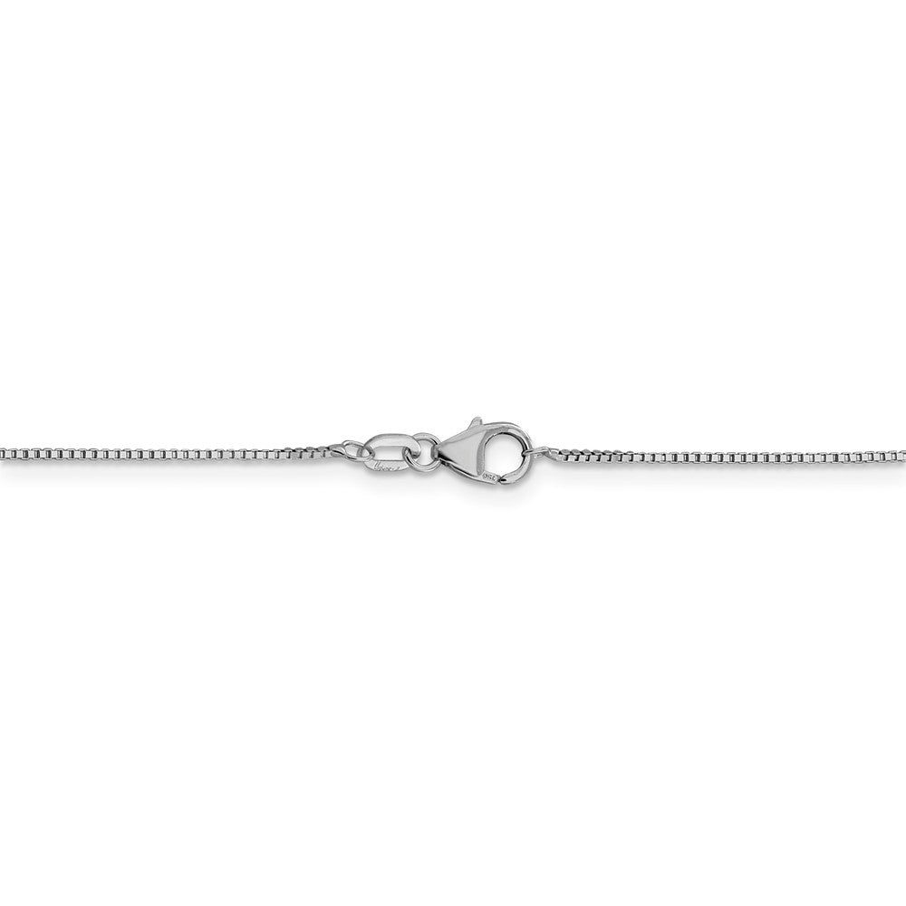Alternate view of the 0.7mm 18k White Gold Classic Box Chain Necklace by The Black Bow Jewelry Co.
