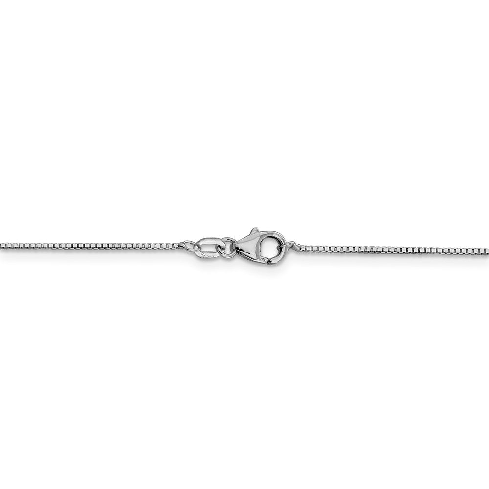 Alternate view of the 0.9mm 18k White Gold Classic Box Chain Necklace by The Black Bow Jewelry Co.