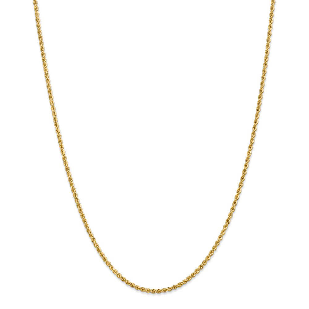 Alternate view of the 14k Yellow Gold 2.25mm Handmade Solid Rope Chain Necklace by The Black Bow Jewelry Co.