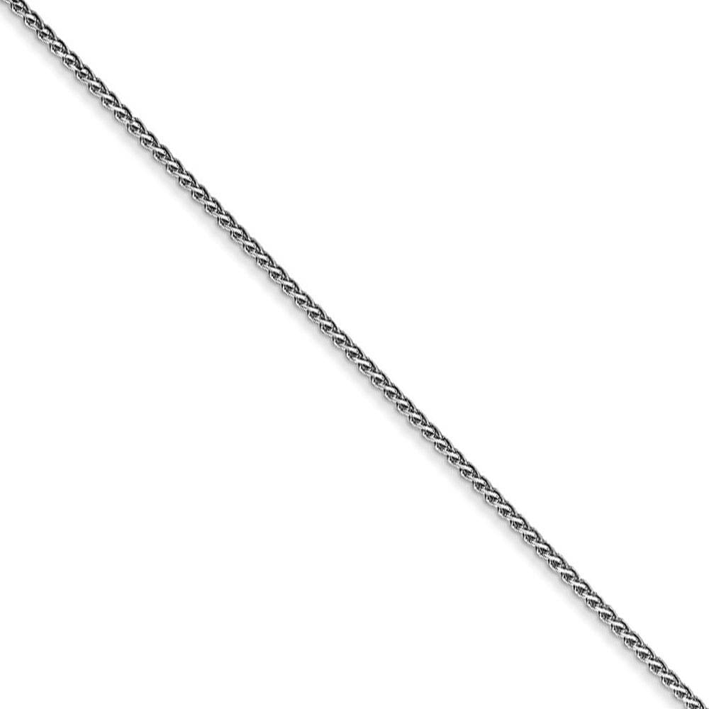 1mm 14k White Gold Solid Diamond Cut Spiga Chain Necklace