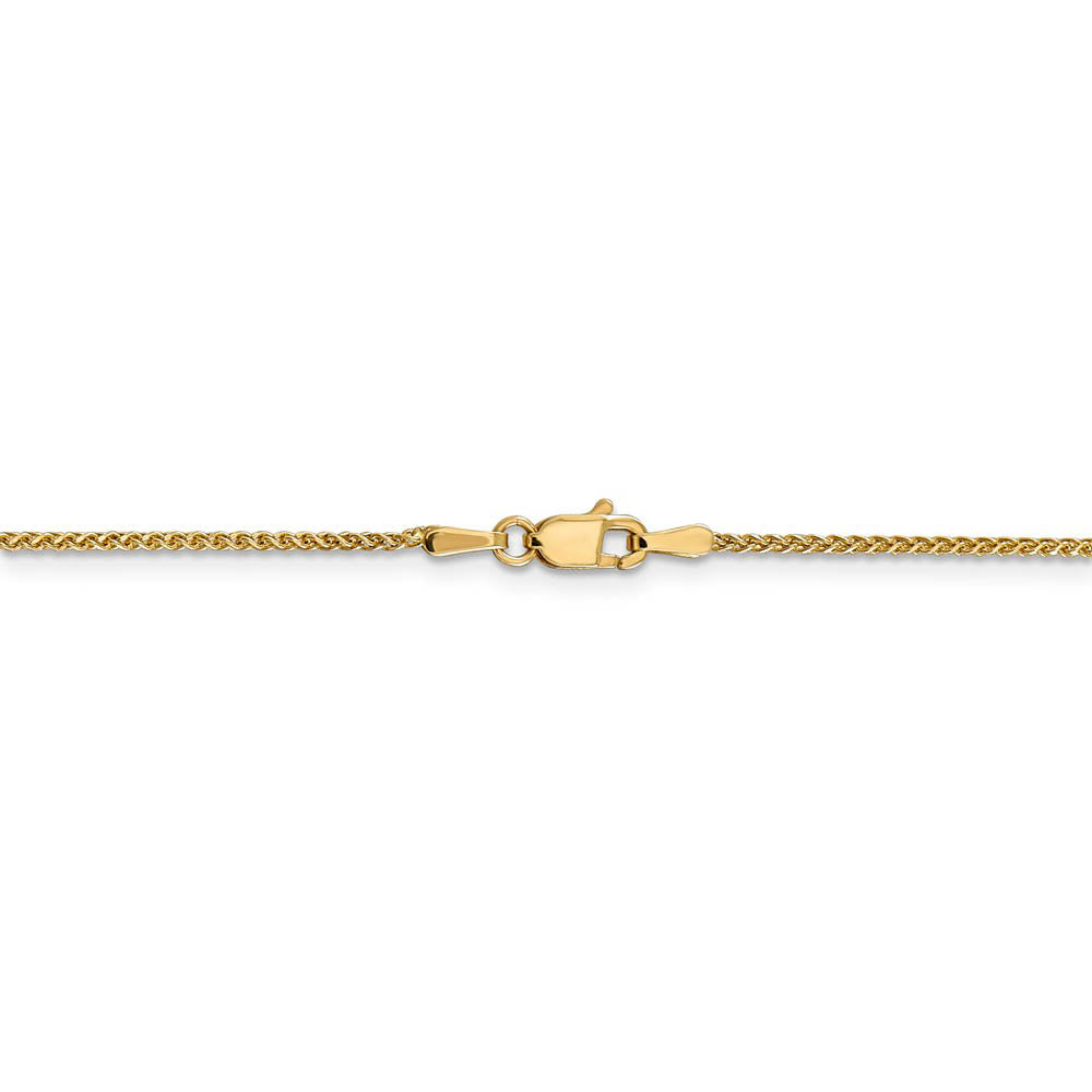 Alternate view of the 1.2mm 14k Yellow Gold Solid Diamond Cut Spiga Chain Necklace by The Black Bow Jewelry Co.