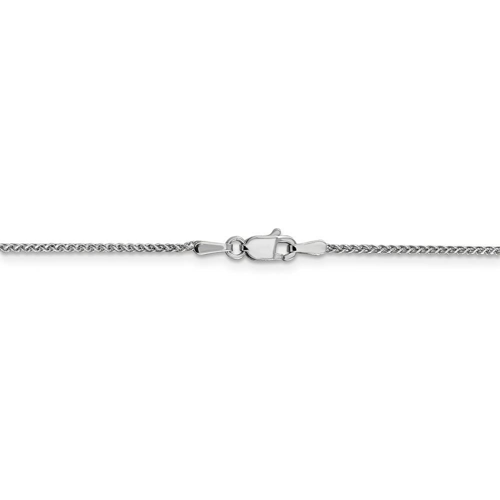 Alternate view of the 1.2mm 14k White Gold Solid Diamond Cut Spiga Chain Necklace by The Black Bow Jewelry Co.