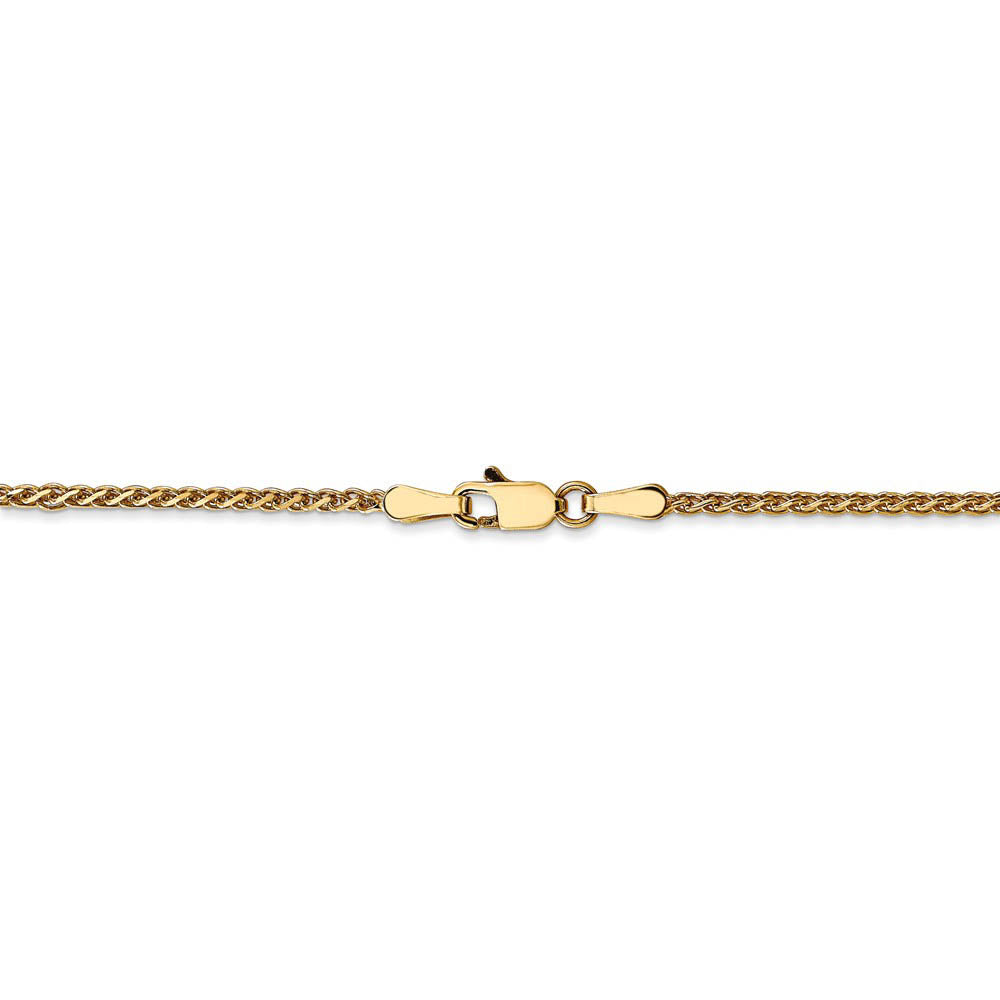 Alternate view of the 1.4mm 14k Yellow Gold Solid Diamond Cut Spiga Chain Necklace by The Black Bow Jewelry Co.