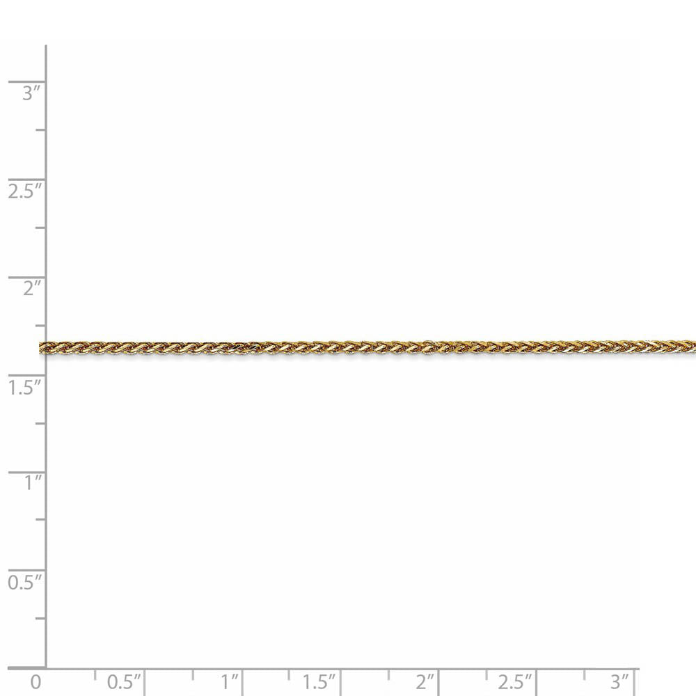 Alternate view of the 1.4mm 14k Yellow Gold Solid Diamond Cut Spiga Chain Necklace by The Black Bow Jewelry Co.