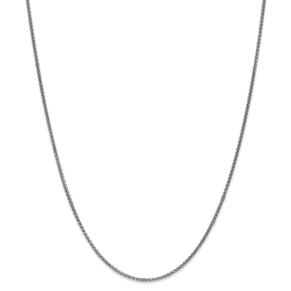 Alternate view of the 1.4mm 14k White Gold Solid Diamond Cut Spiga Chain Necklace by The Black Bow Jewelry Co.