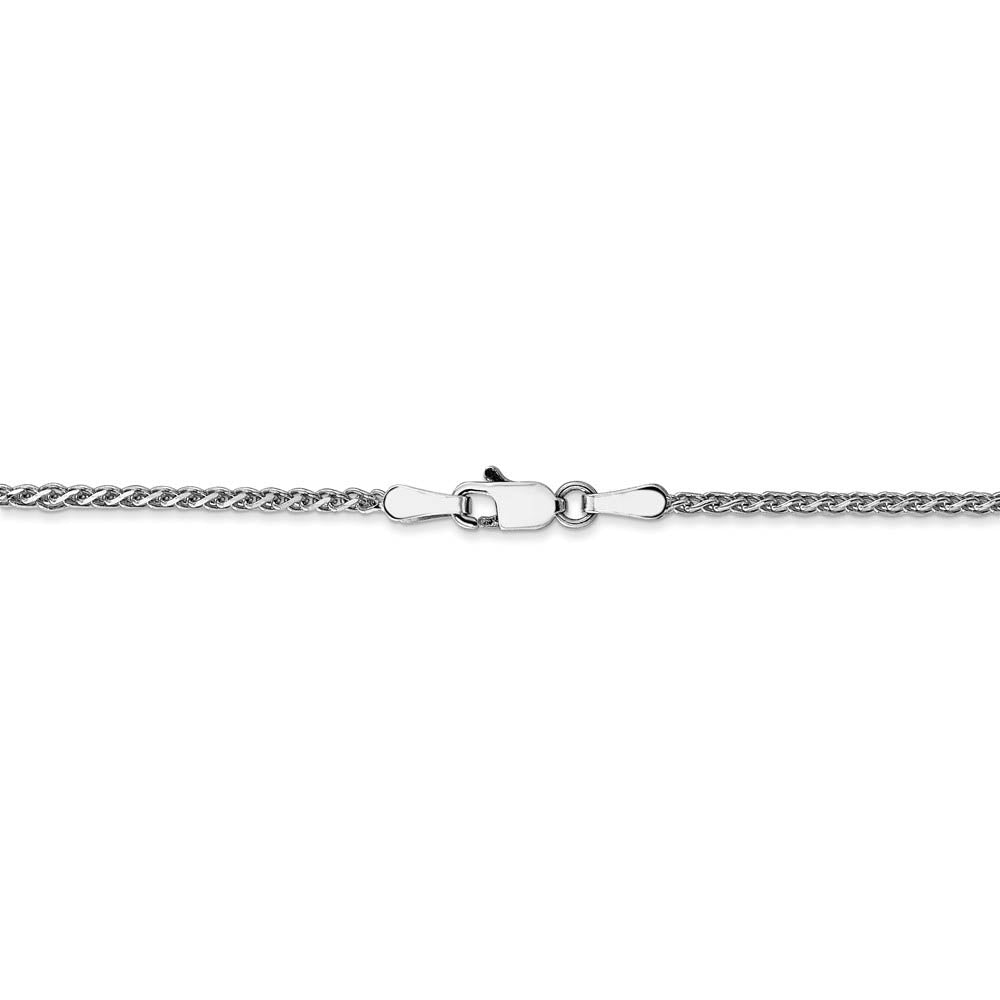 Alternate view of the 1.4mm 14k White Gold Solid Diamond Cut Spiga Chain Necklace by The Black Bow Jewelry Co.