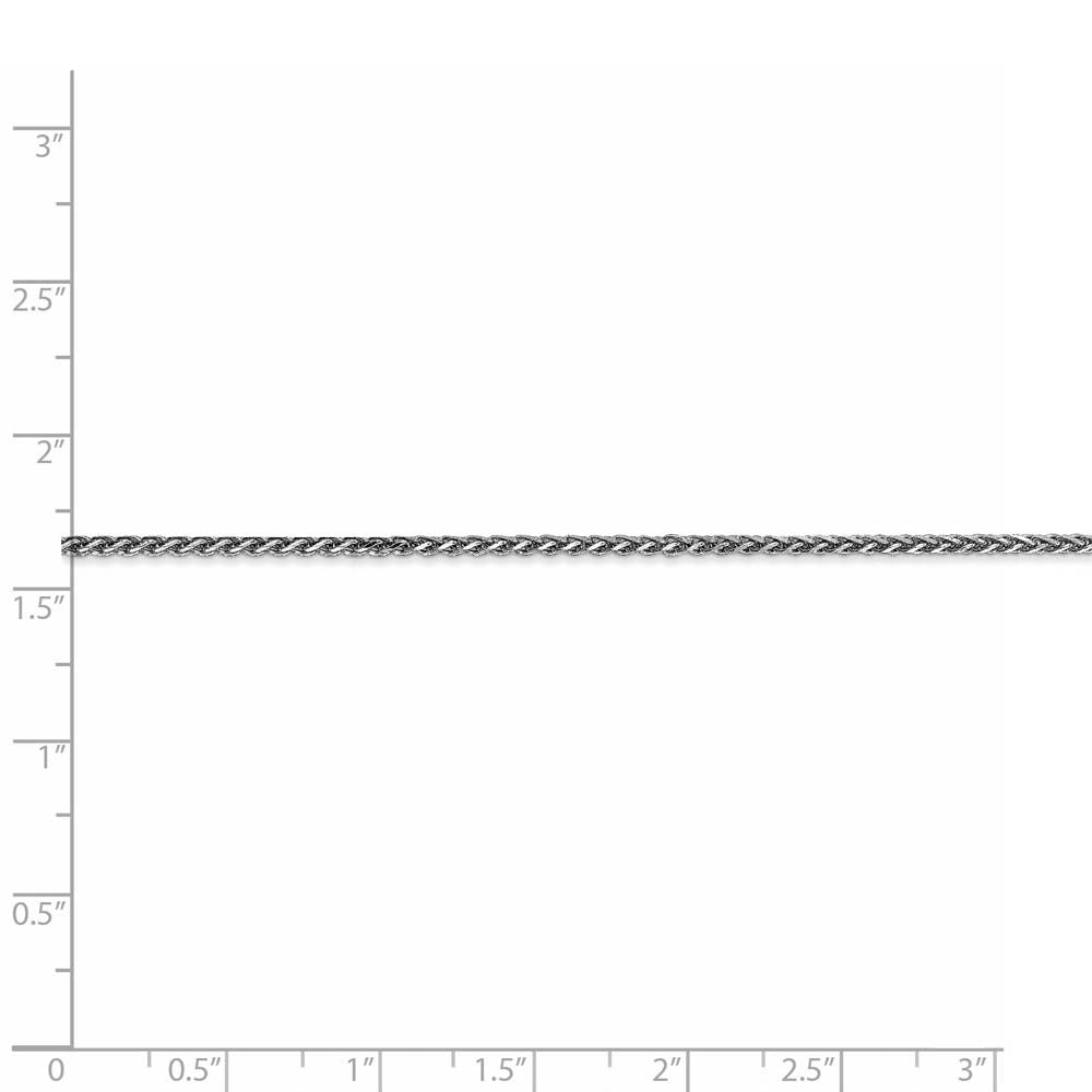 Alternate view of the 1.4mm 14k White Gold Solid Diamond Cut Spiga Chain Necklace by The Black Bow Jewelry Co.