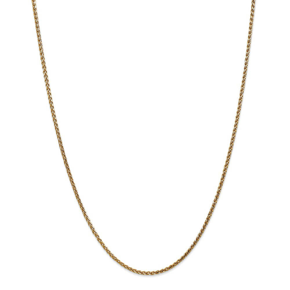 Alternate view of the 1.8mm 14k Yellow Gold Solid Diamond Cut Spiga Chain Necklace by The Black Bow Jewelry Co.