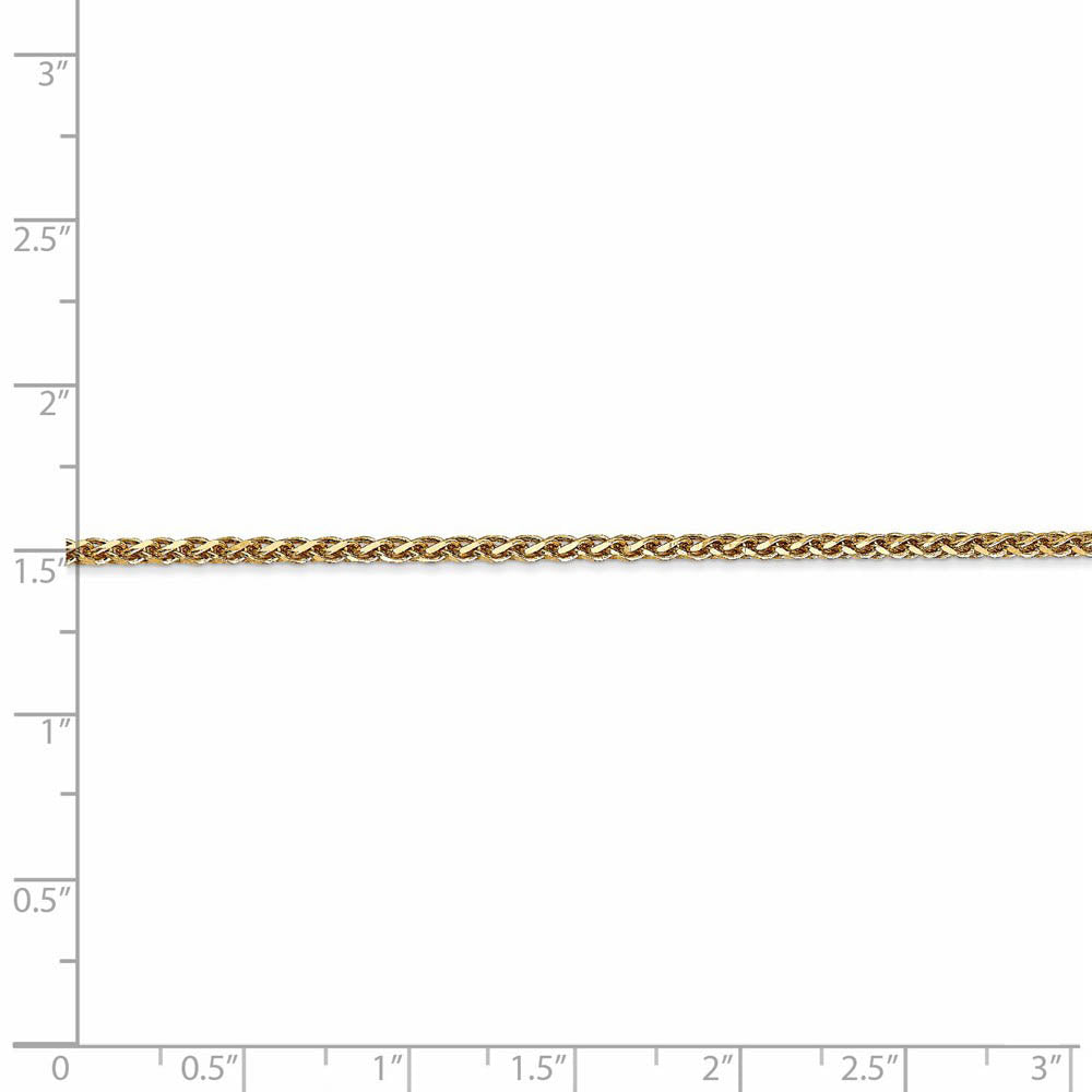 Alternate view of the 1.8mm 14k Yellow Gold Solid Diamond Cut Spiga Chain Necklace by The Black Bow Jewelry Co.