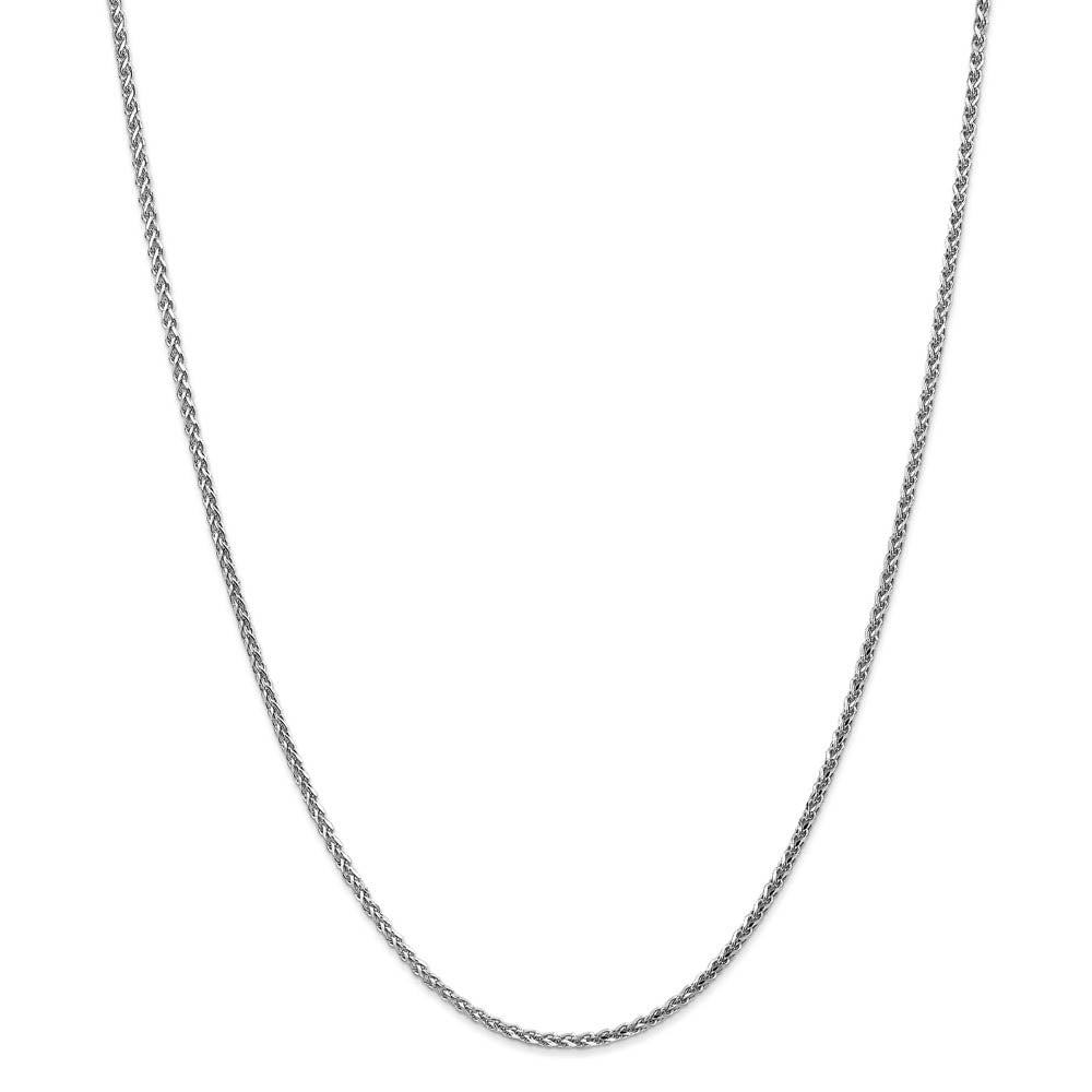 Alternate view of the 1.8mm 14k White Gold Solid Diamond Cut Spiga Chain Necklace by The Black Bow Jewelry Co.