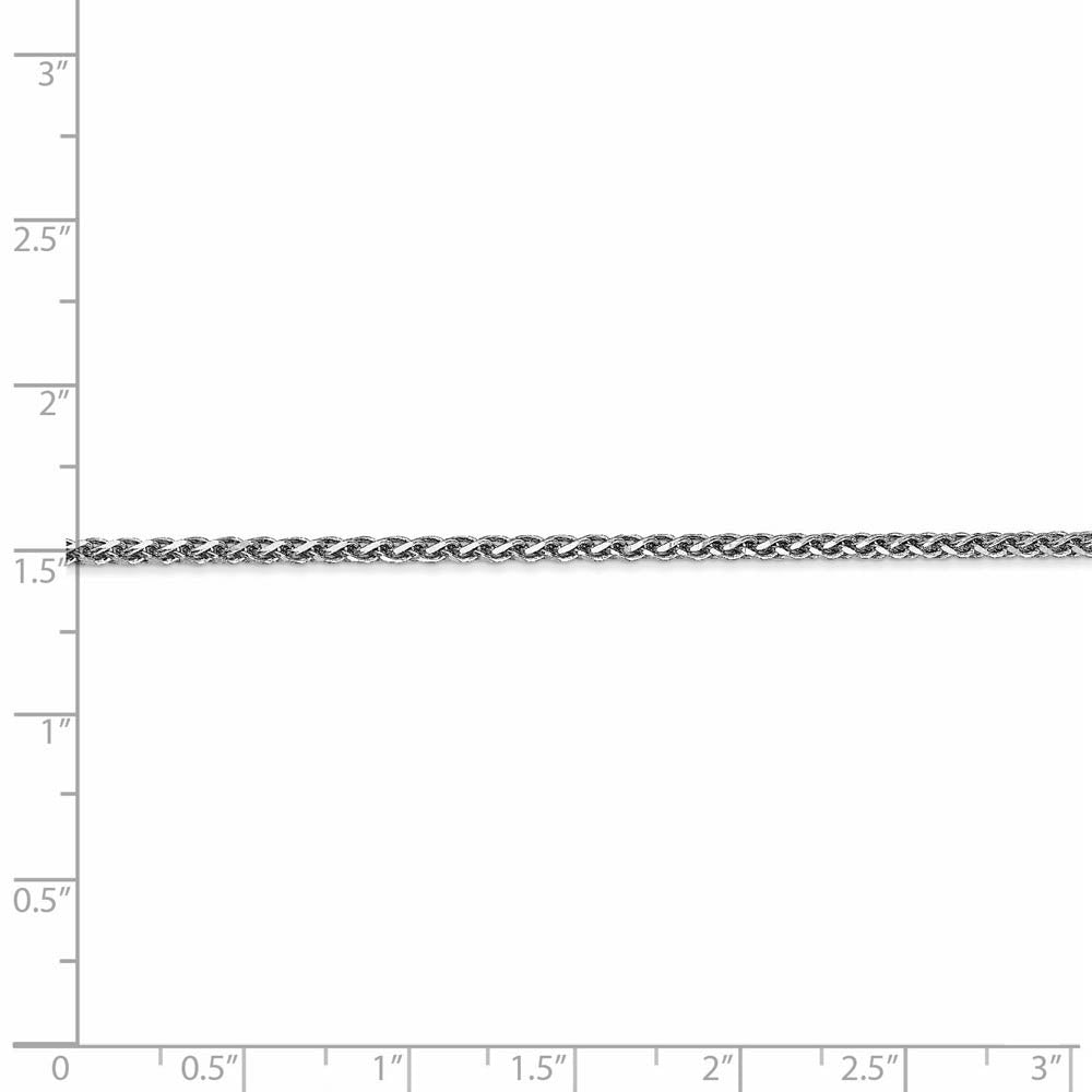 Alternate view of the 1.8mm 14k White Gold Solid Diamond Cut Spiga Chain Necklace by The Black Bow Jewelry Co.