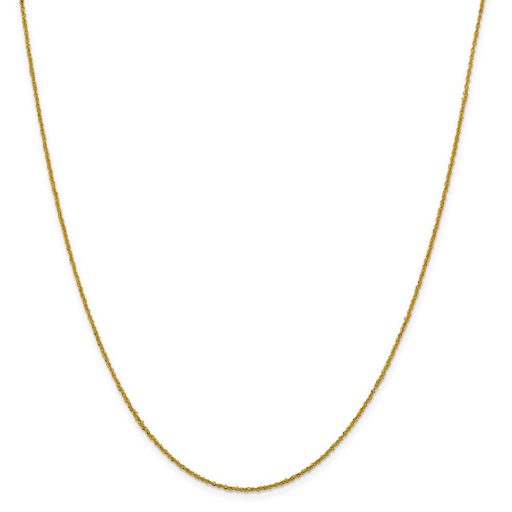 Alternate view of the 1mm 14k Yellow Gold Diamond Cut Fancy Singapore Chain Necklace by The Black Bow Jewelry Co.
