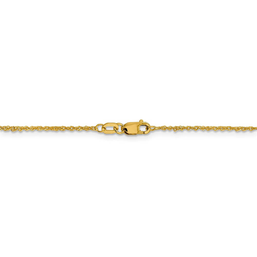 Alternate view of the 1mm 14k Yellow Gold Diamond Cut Fancy Singapore Chain Necklace by The Black Bow Jewelry Co.