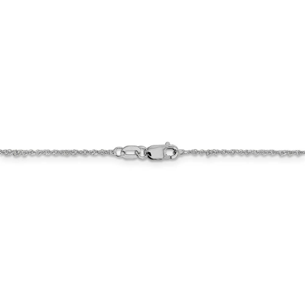 Alternate view of the 1mm 14k White Gold Diamond Cut Fancy Singapore Chain Necklace by The Black Bow Jewelry Co.