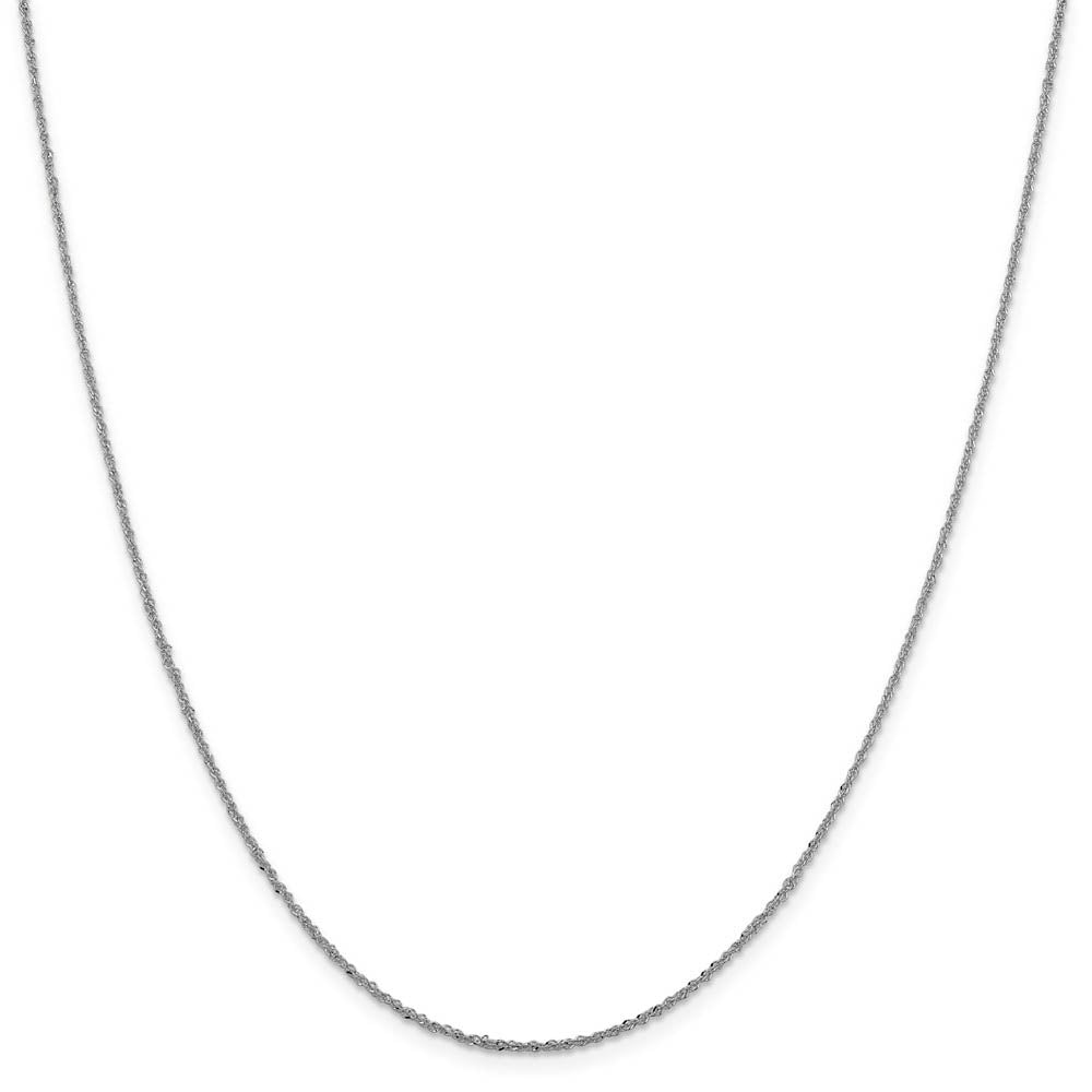 Alternate view of the 1.3mm 14k White Gold Diamond Cut Fancy Singapore Chain Necklace by The Black Bow Jewelry Co.