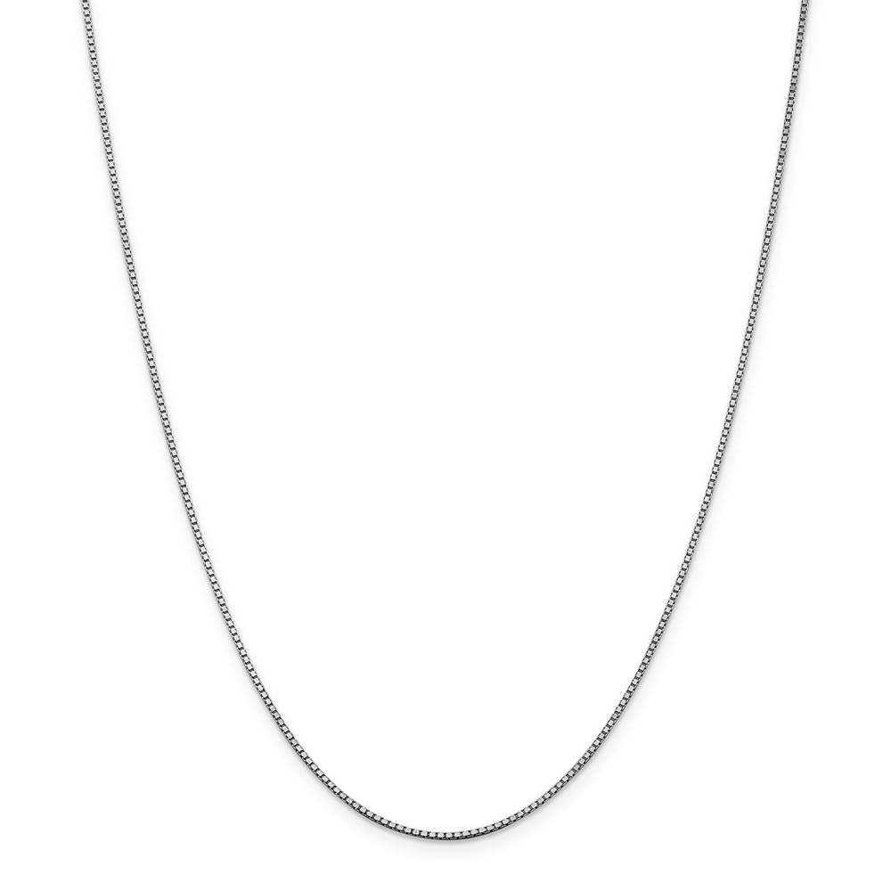 Alternate view of the 1.2mm 14k White Gold Polished Box Chain Necklace by The Black Bow Jewelry Co.