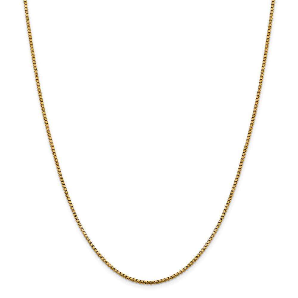 Alternate view of the 1.85mm 14k Yellow Gold Diamond Cut Round Box Chain Necklace by The Black Bow Jewelry Co.