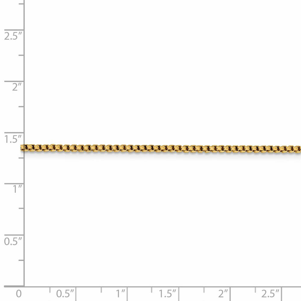 Alternate view of the 1.85mm 14k Yellow Gold Diamond Cut Round Box Chain Necklace by The Black Bow Jewelry Co.