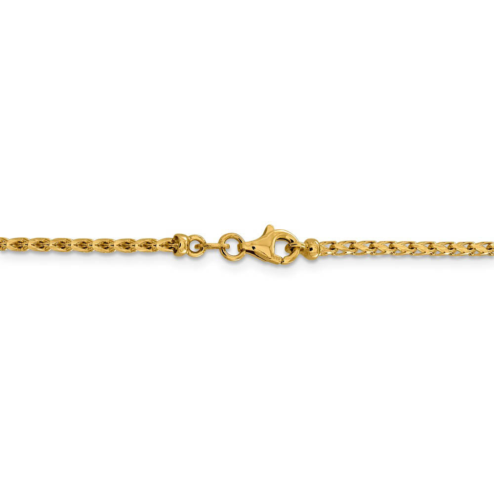 Alternate view of the 2.1mm 14k Yellow Gold Diamond Cut Open Franco Chain Necklace by The Black Bow Jewelry Co.