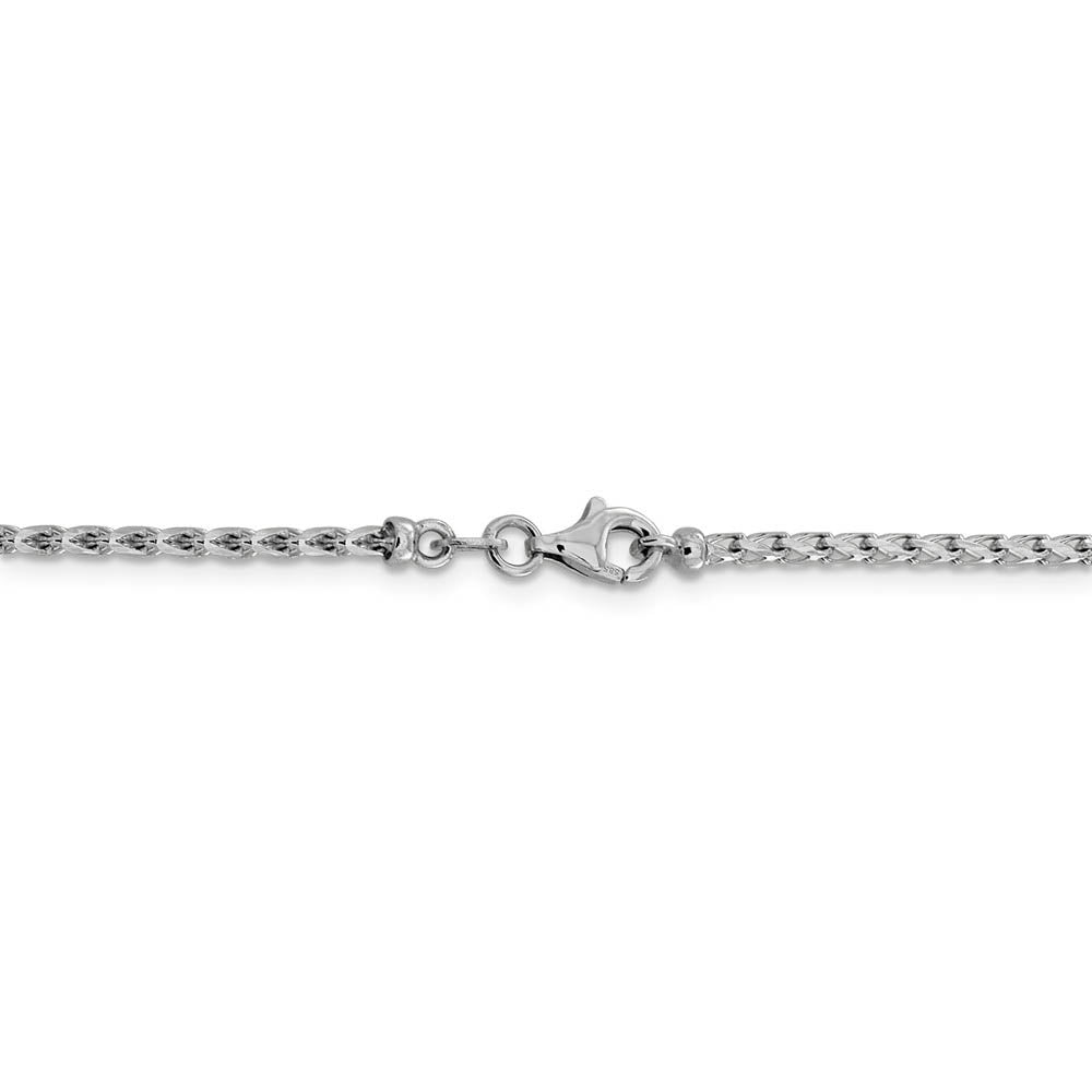 Alternate view of the 2.1mm 14k White Gold Diamond Cut Open Franco Chain Necklace by The Black Bow Jewelry Co.