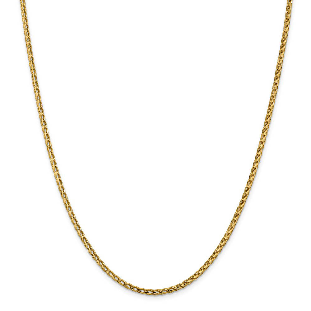 Alternate view of the 2.45mm 14k Yellow Gold Diamond Cut Open Franco Chain Necklace by The Black Bow Jewelry Co.
