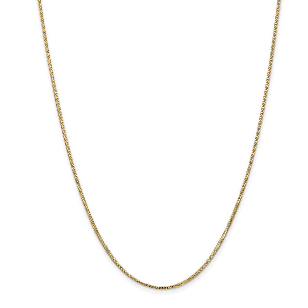 Alternate view of the 1.1mm 14k Yellow Gold Solid Franco Chain Necklace by The Black Bow Jewelry Co.