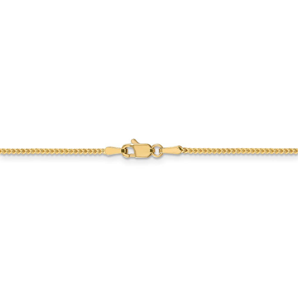 Alternate view of the 1.1mm 14k Yellow Gold Solid Franco Chain Necklace by The Black Bow Jewelry Co.